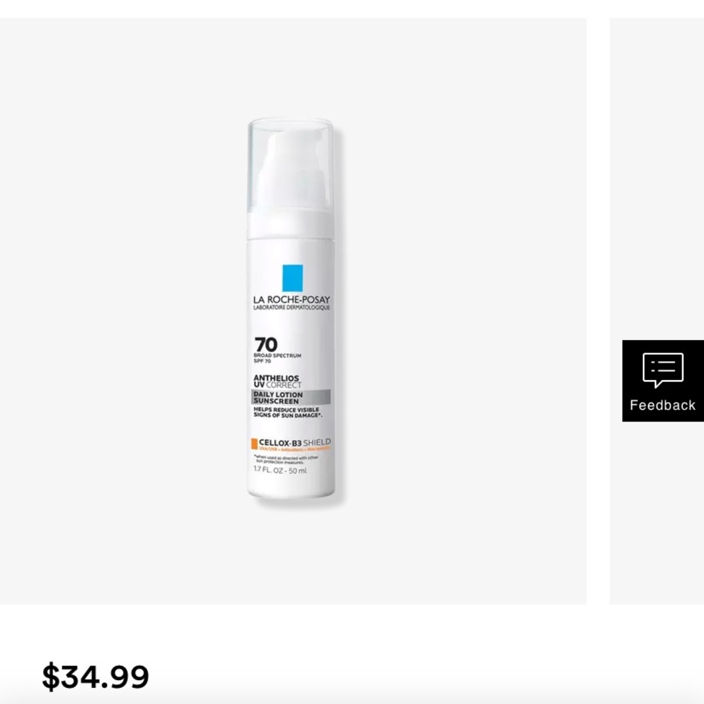 La Roche-Posay Anthelios UV Correct SPF 70 Daily Face Sunscreen with Niacinamide